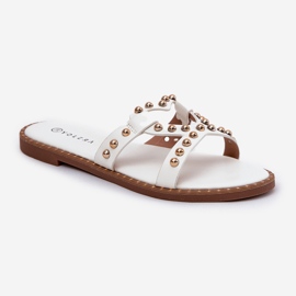 Zapatillas blancas planas decoradas blanco 4