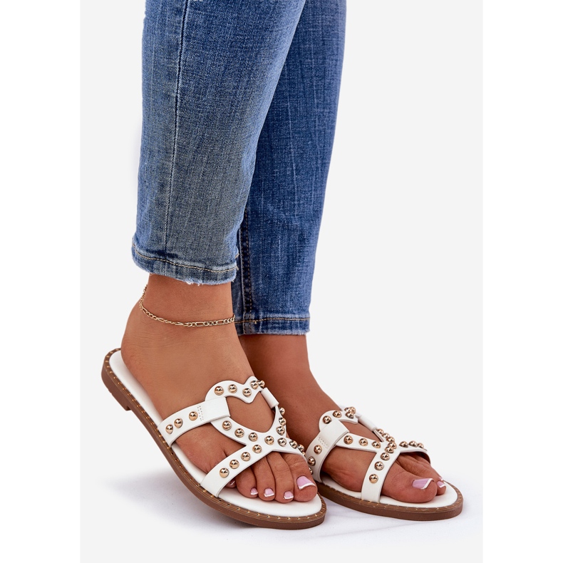 Zapatillas blancas planas decoradas blanco 1