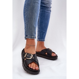 Zapatillas en la plataforma con una hebilla negra negro 2