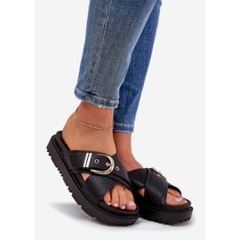 Zapatillas en la plataforma con una hebilla negra negro 1