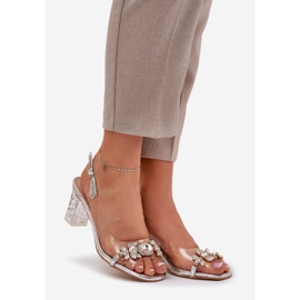 S.Barski Elegantes sandalias en el poste con decoraciones Silver D&amp;A MR38-444 plata 1