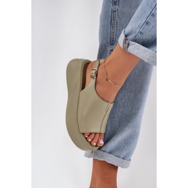 S.Barski Sandalias de cuero para mujeres en la plataforma verde D&amp;A SJ2301-2 5