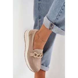 S.Barski Mocasines de gamuza en la plataforma con D&amp;A TW552 Beige Chain 5