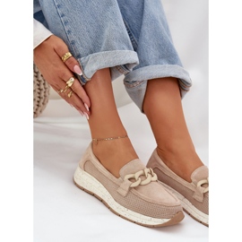 S.Barski Mocasines de gamuza en la plataforma con D&amp;A TW552 Beige Chain 6