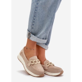 S.Barski Mocasines de gamuza en la plataforma con D&amp;A TW552 Beige Chain 1