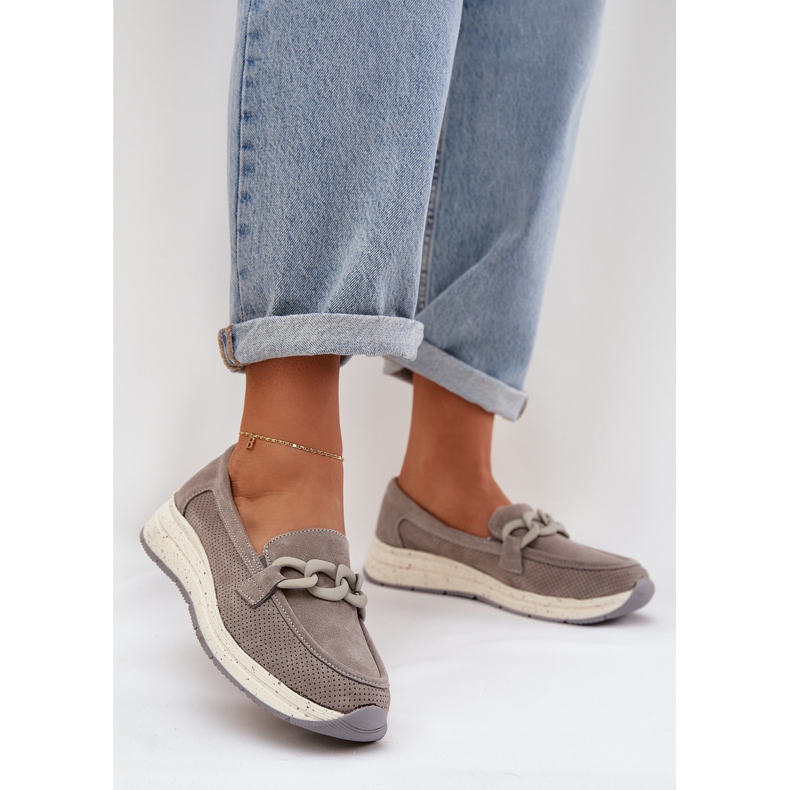 S.Barski Mocasines de gamuza en la plataforma con D&A TW552 Gray Chain gris 2 S.Barski Mocasines de gamuza en la plataforma con D&A TW552 Gray Chain gris 2