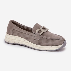 S.Barski Mocasines de gamuza en la plataforma con D&amp;A TW552 Gray Chain gris 4