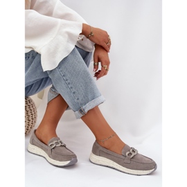 S.Barski Mocasines de gamuza en la plataforma con D&amp;A TW552 Gray Chain gris 6