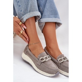 S.Barski Mocasines de gamuza en la plataforma con D&amp;A TW552 Gray Chain gris 7