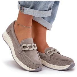 S.Barski Mocasines de gamuza en la plataforma con D&amp;A TW552 Gray Chain gris 8