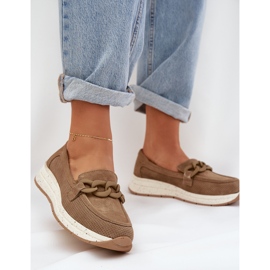 S.Barski Mocasines de gamuza en la plataforma con D&amp;A TW552 Brown Chain marrón 2