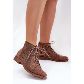 S.Barski Botas bajas con un patrón de trabajo abierto S. Barski Hy51-185 Brown marrón 5