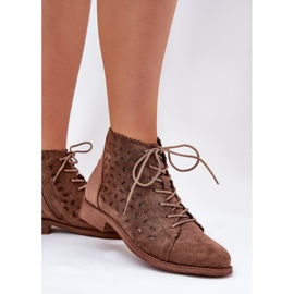 S.Barski Botas bajas con un patrón de trabajo abierto S. Barski Hy51-185 Brown marrón 7