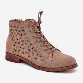 S.Barski Botas bajas con un patrón de trabajo abierto S. Barski Hy51-185 beige 4