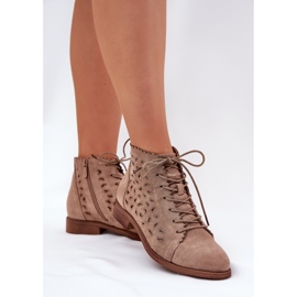 S.Barski Botas bajas con un patrón de trabajo abierto S. Barski Hy51-185 beige 5