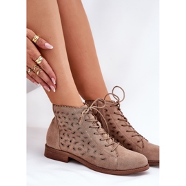 S.Barski Botas bajas con un patrón de trabajo abierto S. Barski Hy51-185 beige 9