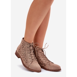 S.Barski Botas bajas con un patrón de trabajo abierto S. Barski Hy51-185 beige 1