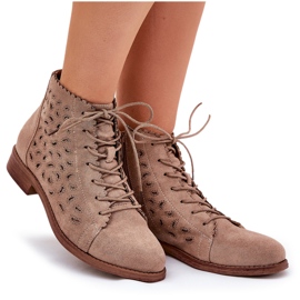 S.Barski Botas bajas con un patrón de trabajo abierto S. Barski Hy51-185 beige 10