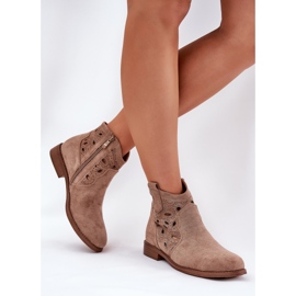 Botas de Openwork para mujeres con Zipper Beige S.Barski Hy42-081 2