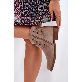 Botas de Openwork para mujeres con Zipper Beige S.Barski Hy42-081 5