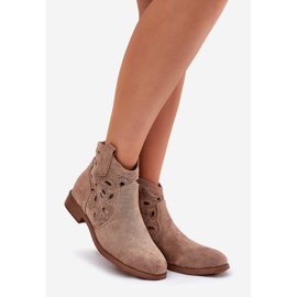 Botas de Openwork para mujeres con Zipper Beige S.Barski Hy42-081 1
