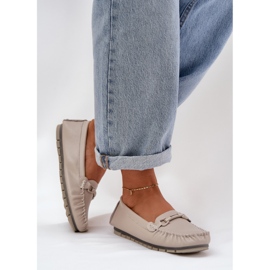 S.Barski Mocasines de cuero plano con un adorno de S. Barski LR51-547 beige 3