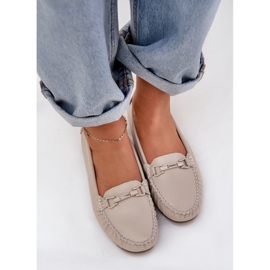 S.Barski Mocasines de cuero plano con un adorno de S. Barski LR51-547 beige 5