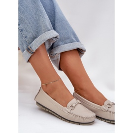S.Barski Mocasines de cuero plano con un adorno de S. Barski LR51-547 beige 7