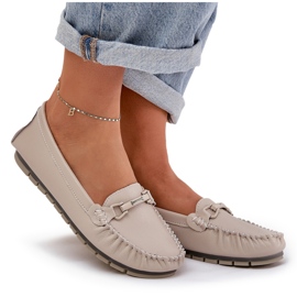 S.Barski Mocasines de cuero plano con un adorno de S. Barski LR51-547 beige 8