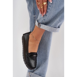 S.Barski Mocasines de cuero plano con un adorno de S. Barski LR51-547 Negro 5