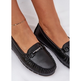 S.Barski Mocasines de cuero plano con un adorno de S. Barski LR51-547 Negro 7