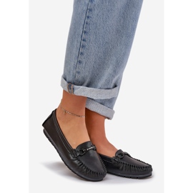 S.Barski Mocasines de cuero plano con un adorno de S. Barski LR51-547 Negro 1