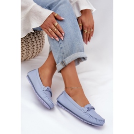 S.Barski Mocasines de cuero plano con un adorno de S. Barski LR51-547 Azul 7