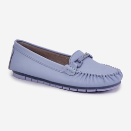 S.Barski Mocasines de cuero plano con un adorno de S. Barski LR51-547 Azul 5