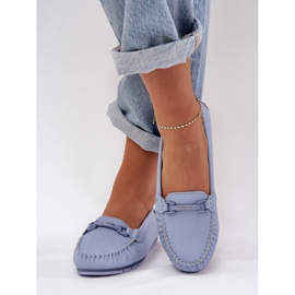 S.Barski Mocasines de cuero plano con un adorno de S. Barski LR51-547 Azul 4