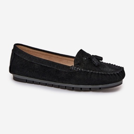 Mujer clásico plano de gamuza mocasins s.barski lr51-548 negro 4