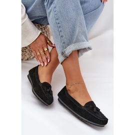 Mujer clásico plano de gamuza mocasins s.barski lr51-548 negro 6