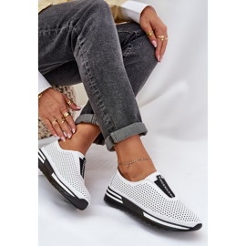 S.Barski Zapatos de mujer atacados hechos de cuero natural S. Barski LR51-672 White blanco 5