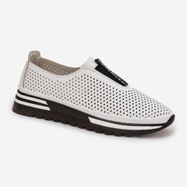 S.Barski Zapatos de mujer atacados hechos de cuero natural S. Barski LR51-672 White blanco 4