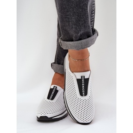 S.Barski Zapatos de mujer atacados hechos de cuero natural S. Barski LR51-672 White blanco 3