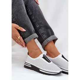 S.Barski Zapatos de mujer atacados hechos de cuero natural S. Barski LR51-672 White blanco 6