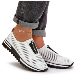 S.Barski Zapatos de mujer atacados hechos de cuero natural S. Barski LR51-672 White blanco 7