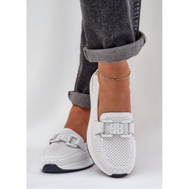 S.Barski Mocasines de cuero para mujeres en la plataforma S. Barski LR51-556 White blanco 3