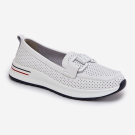 S.Barski Mocasines de cuero para mujeres en la plataforma S. Barski LR51-556 White blanco 4