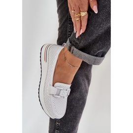 S.Barski Mocasines de cuero para mujeres en la plataforma S. Barski LR51-556 White blanco 5