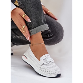S.Barski Mocasines de cuero para mujeres en la plataforma S. Barski LR51-556 White blanco 6