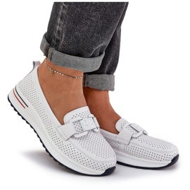 S.Barski Mocasines de cuero para mujeres en la plataforma S. Barski LR51-556 White blanco 7