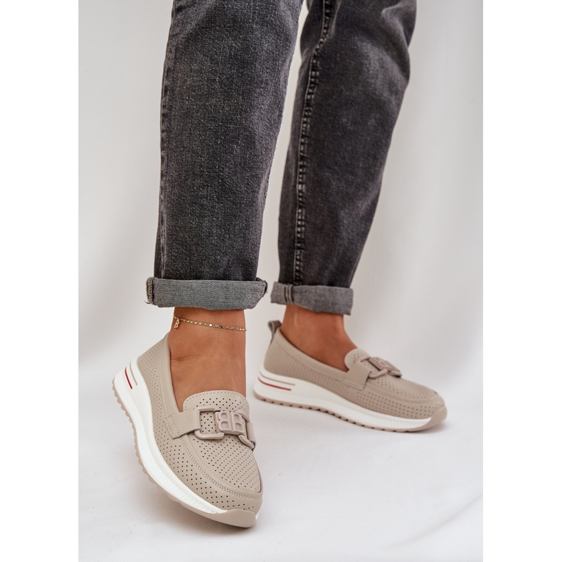 S.Barski Mocasines de cuero para mujeres en la plataforma S. Barski LR51-556 beige 2 S.Barski Mocasines de cuero para mujeres en la plataforma S. Barski LR51-556 beige 2