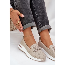S.Barski Mocasines de cuero para mujeres en la plataforma S. Barski LR51-556 beige 6