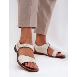 Sandalias de mujer de cuero Zazoo 3014 Zloty Limpieza dorado 2